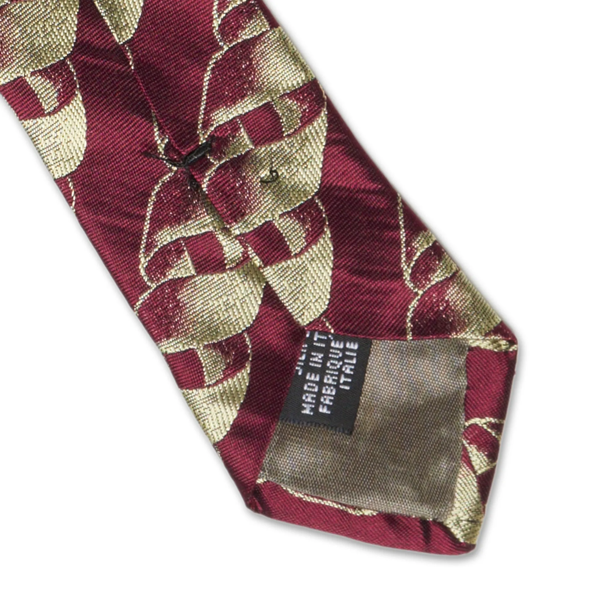 BOTTEGA VENETA Handmade Burgundy Striped Design Silk Tie