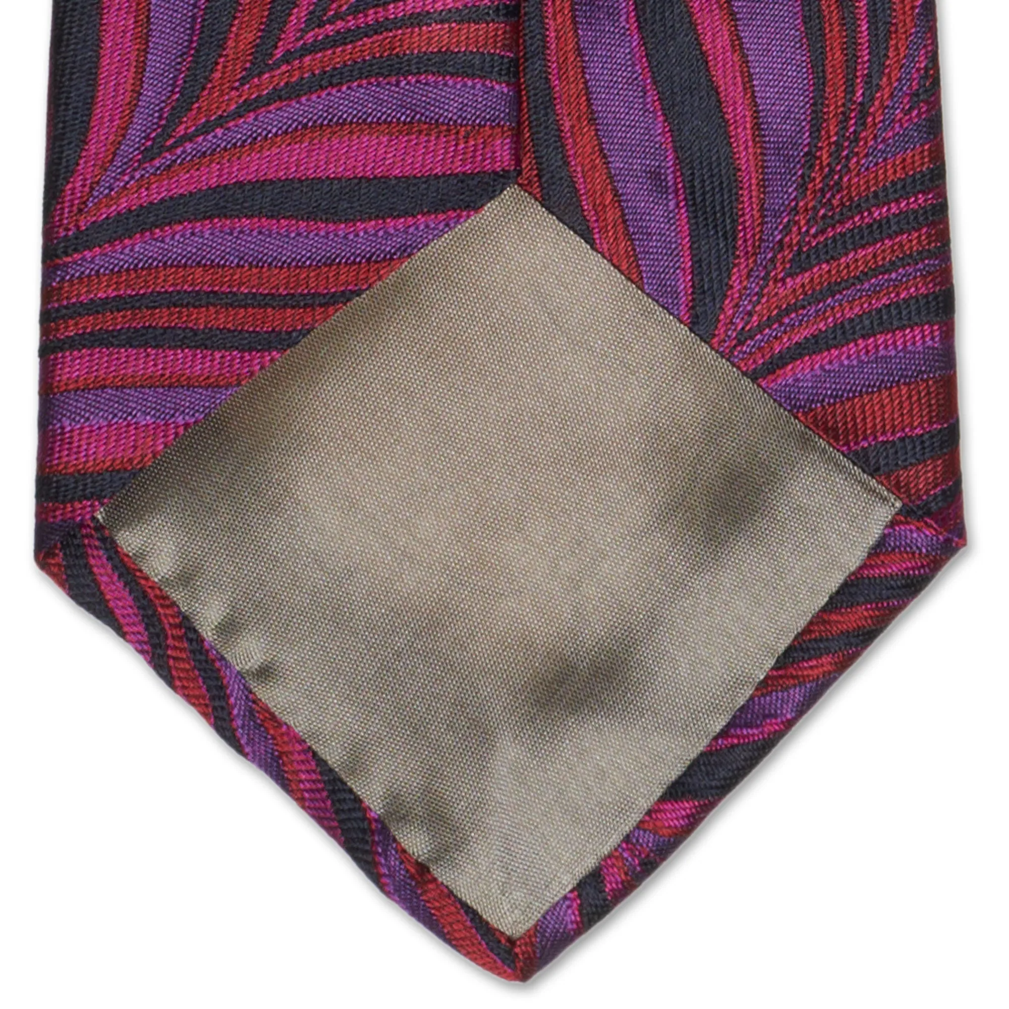 BOTTEGA VENETA Handmade Purple Abstract Striped Design Silk Tie