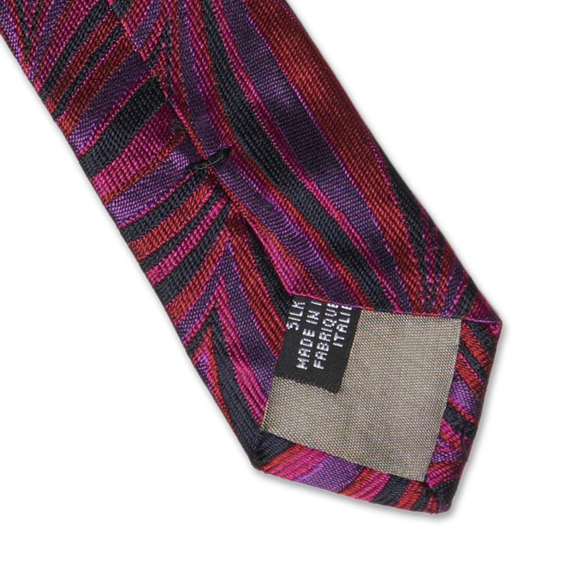 BOTTEGA VENETA Handmade Purple Abstract Striped Design Silk Tie