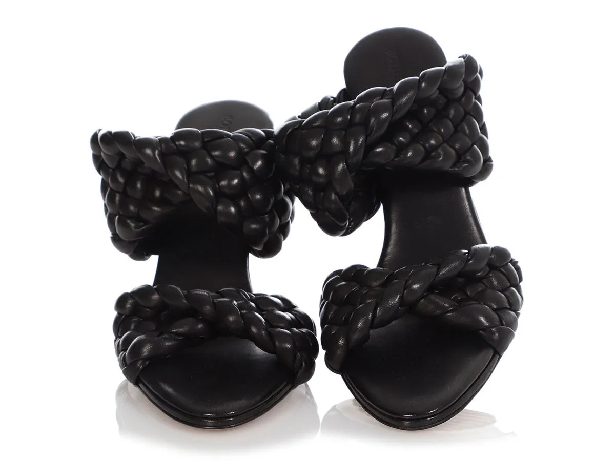 Bottega Veneta Nero Intrecciato Curve Sandals