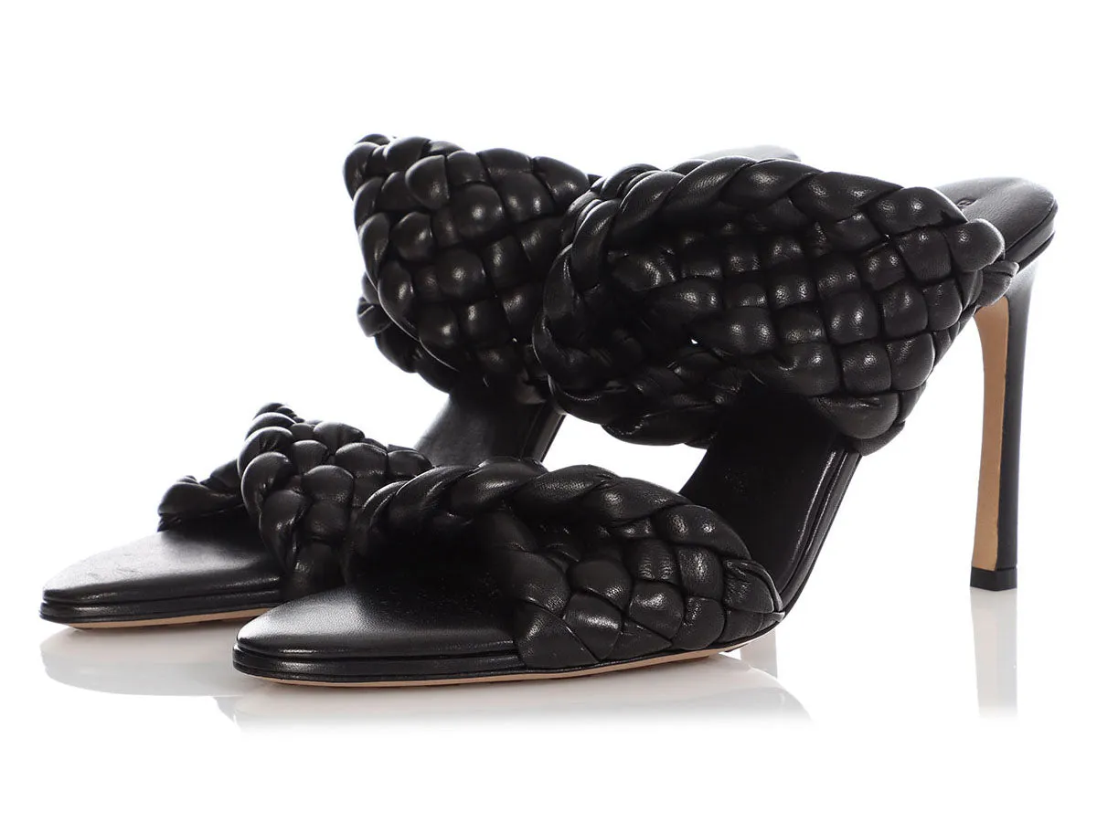 Bottega Veneta Nero Intrecciato Curve Sandals