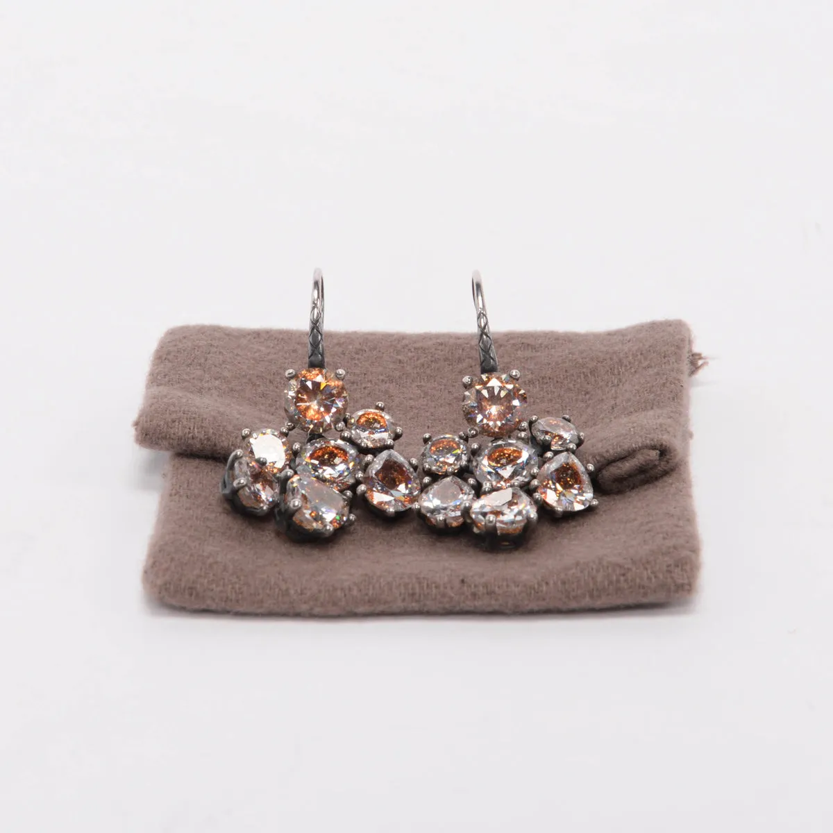 Bottega Veneta Orange Oxidised Silver Chandelier Earrings