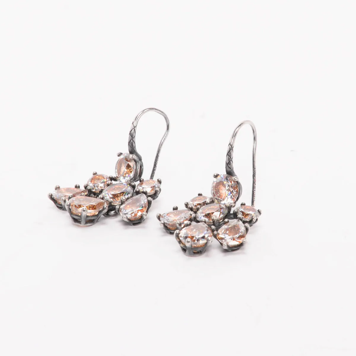 Bottega Veneta Orange Oxidised Silver Chandelier Earrings