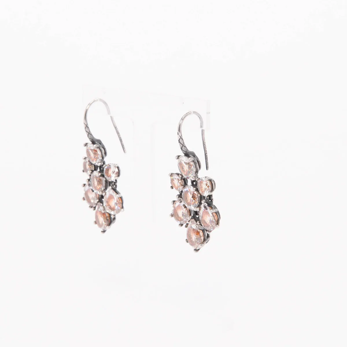 Bottega Veneta Orange Oxidised Silver Chandelier Earrings