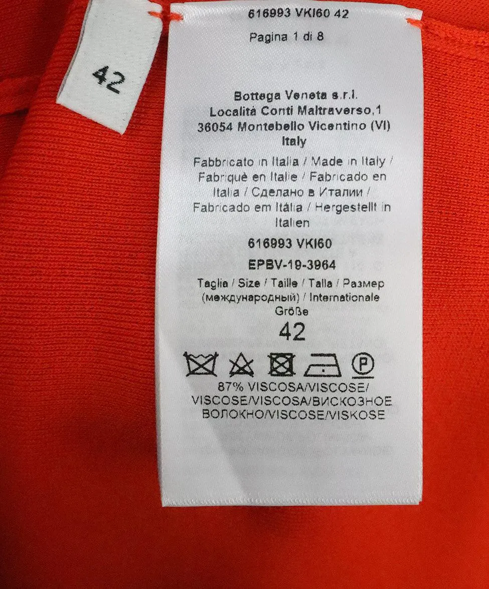 Bottega Veneta Orange Spandex Dress sz 10