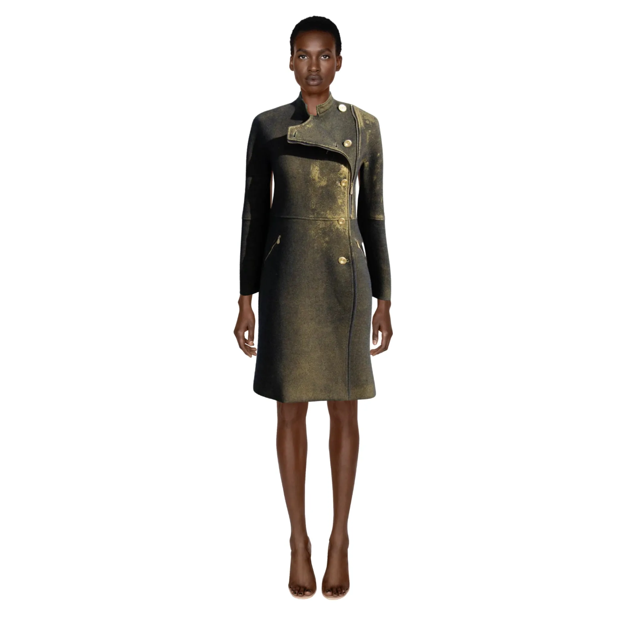 BOTTEGA VENETA Pre Fall 2012 Distressed Gold Coat | Size IT 40