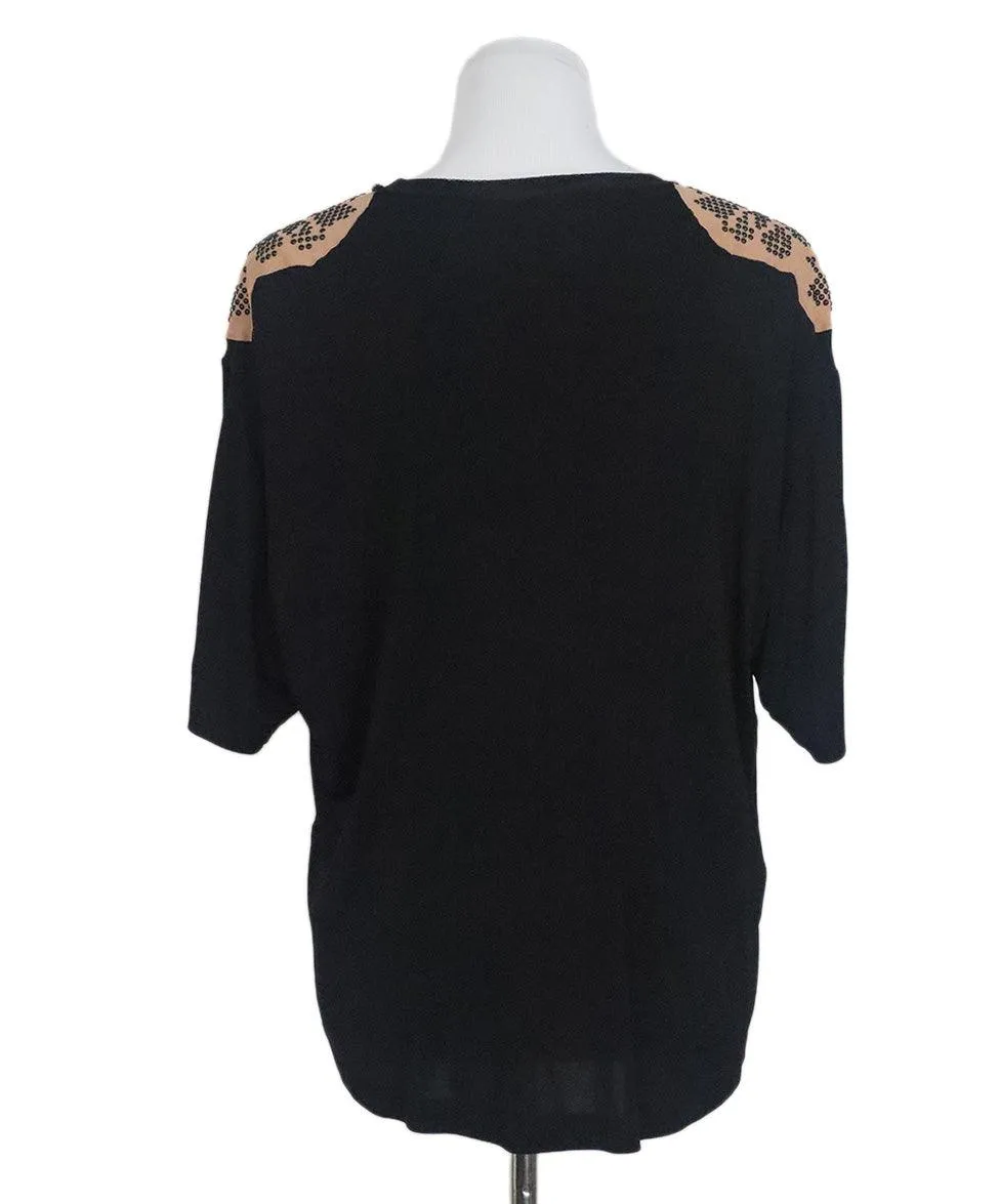 Bottega Veneta Tan & Black Beaded Top sz 10