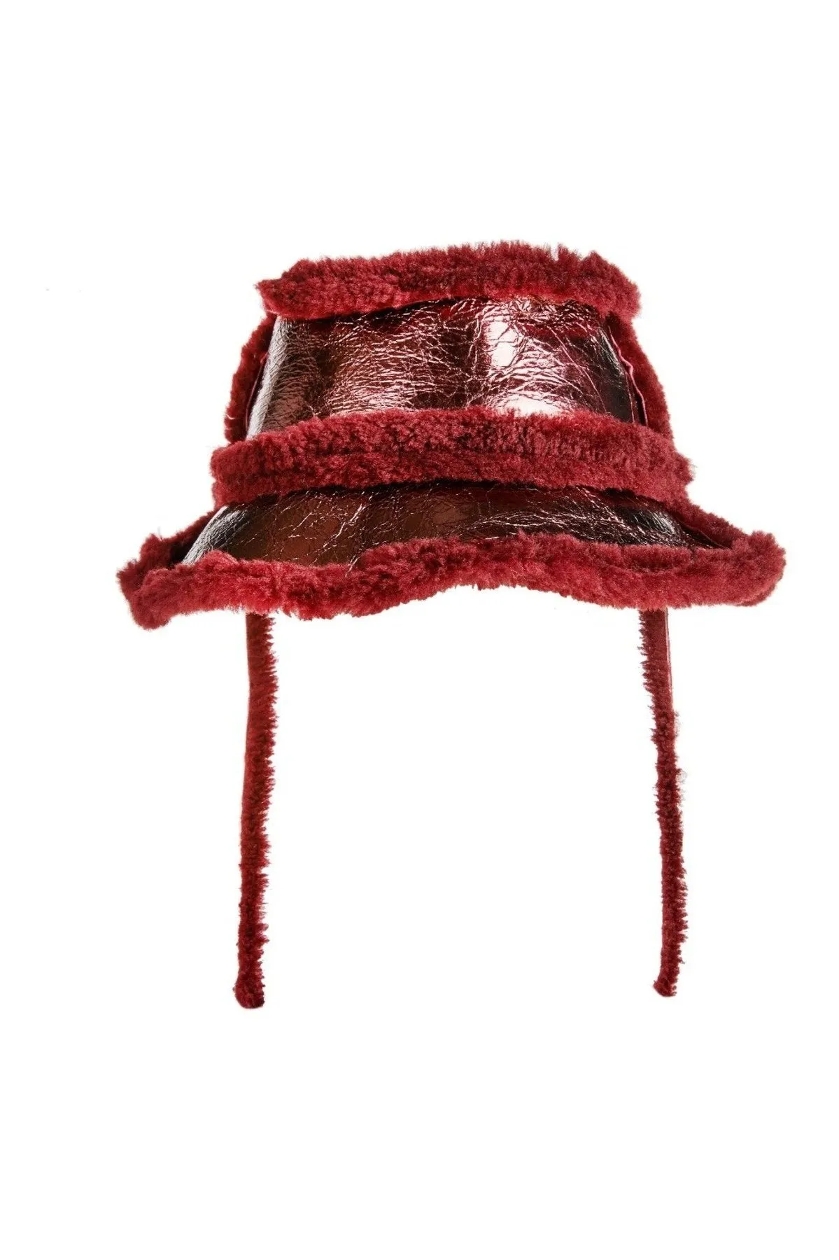 BURGUNDY SHINY LEATHER BUCKET HAT