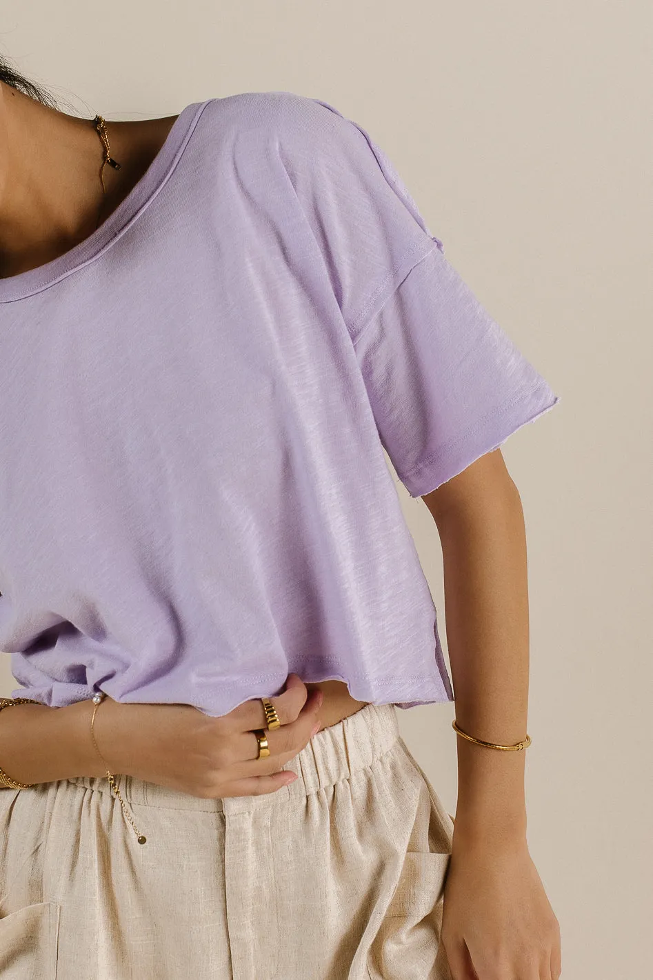 Celine Cropped T-Shirt in Lavender - FINAL SALE