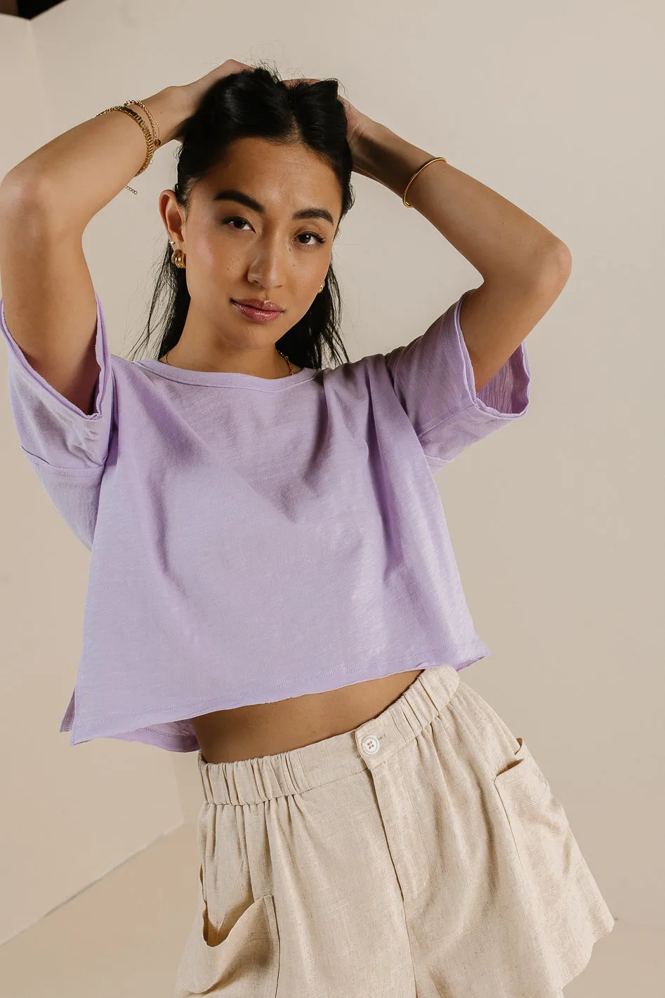 Celine Cropped T-Shirt in Lavender - FINAL SALE