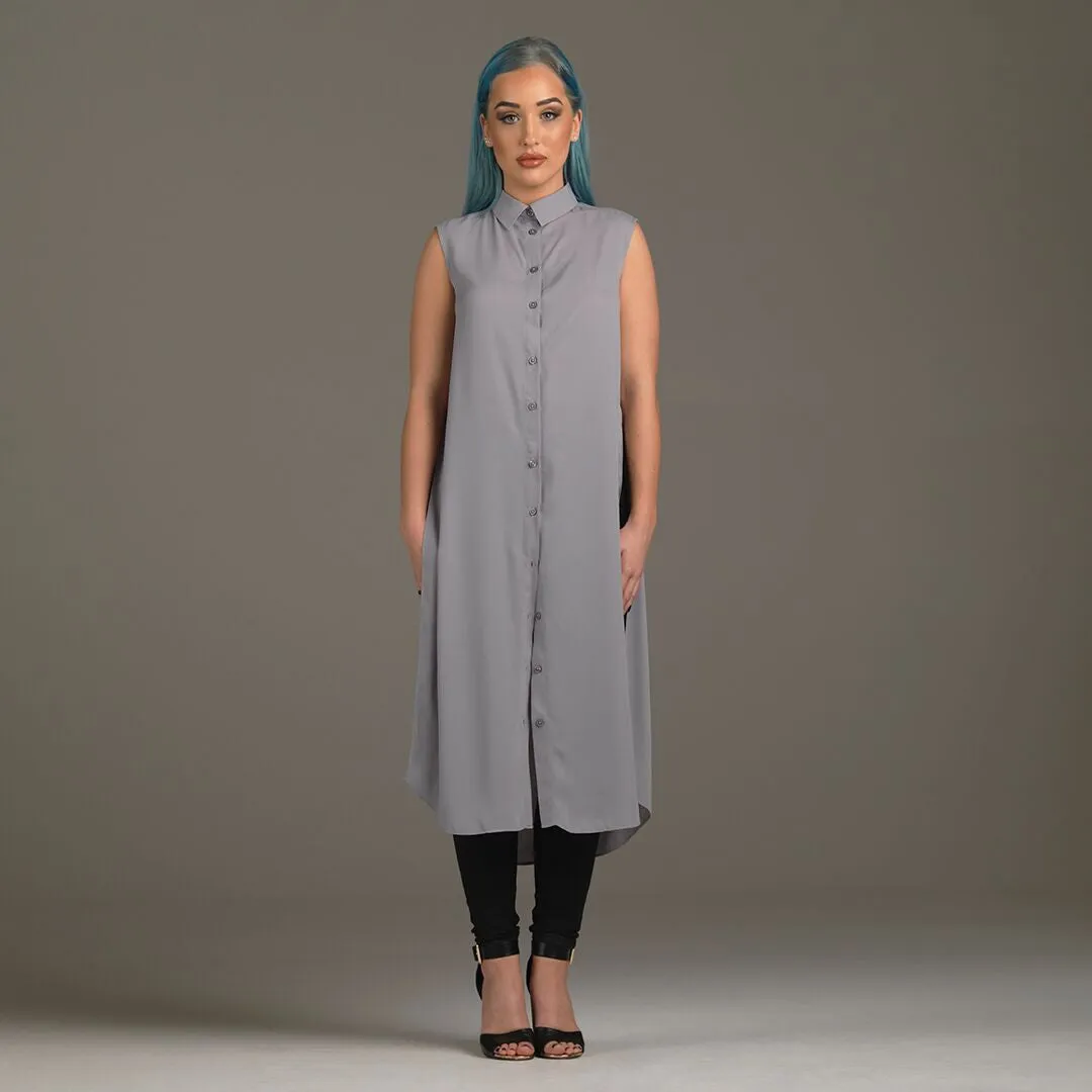 CELINE GREY LONGLINE TUNIC - CT002