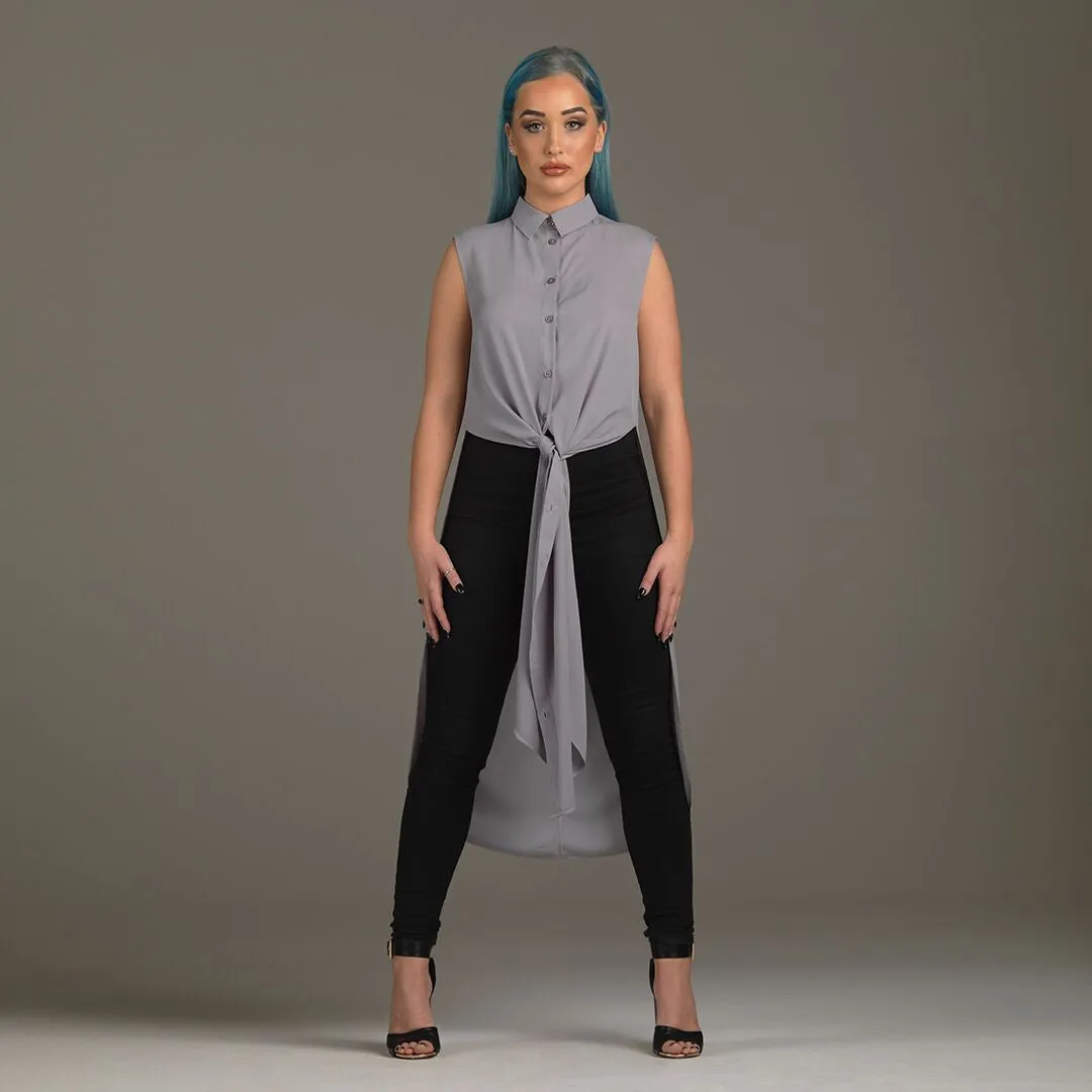 CELINE GREY LONGLINE TUNIC - CT002