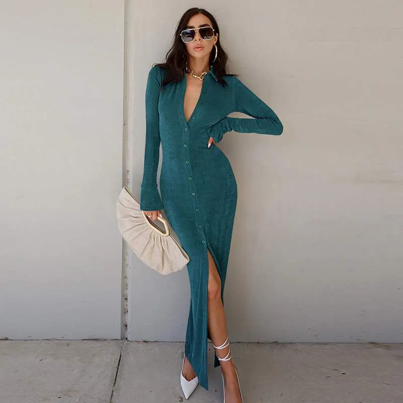 Celine Long-Sleeved Maxi Dress