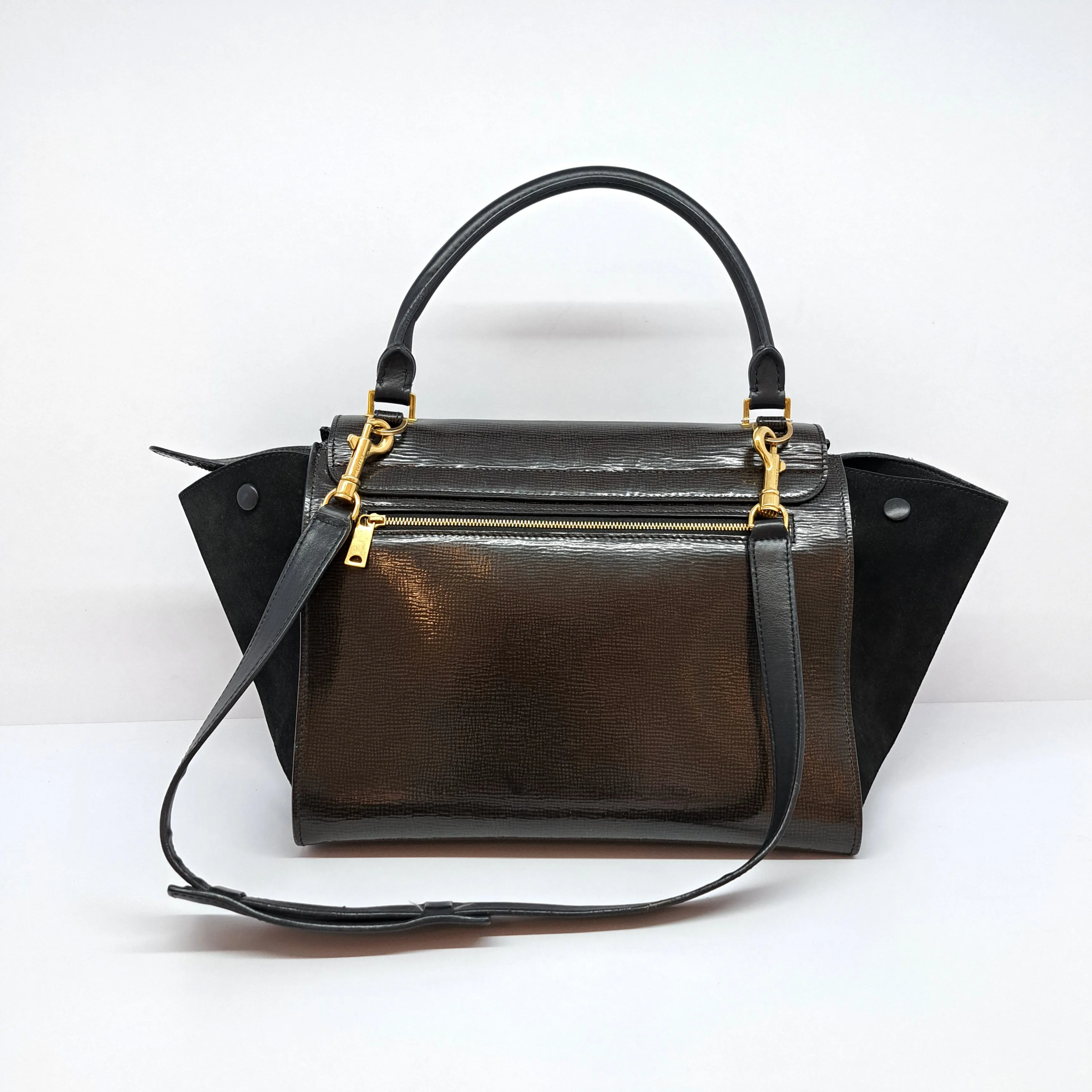 CELINE TRAPEZE MEDIUM BLACK LEATHER GHW FCU0153, NDC