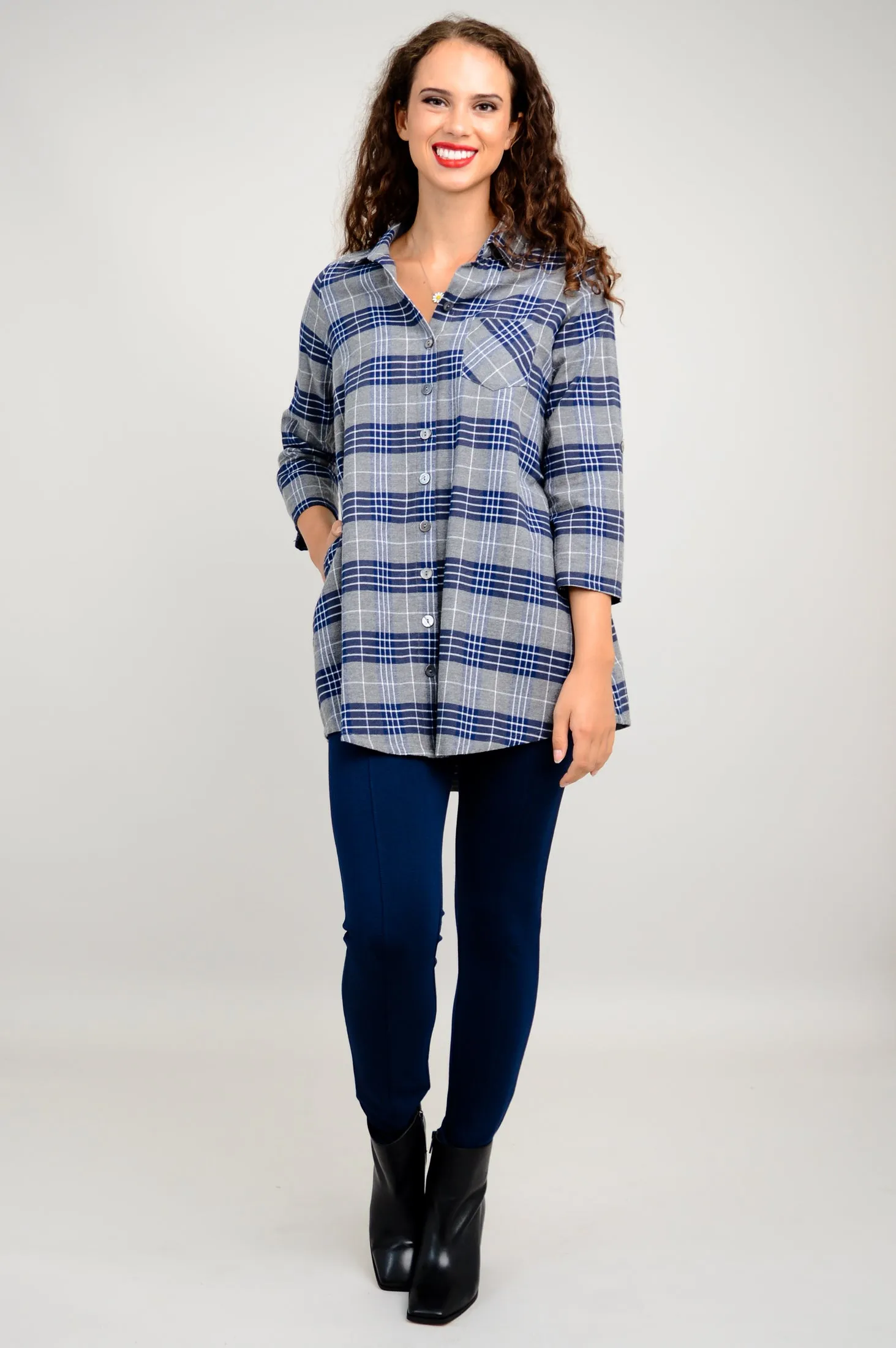 Celine Tunic, Spruce Plaid, Cotton Flannel - Final Sale