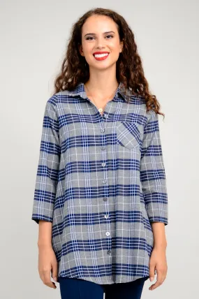 Celine Tunic, Spruce Plaid, Cotton Flannel - Final Sale