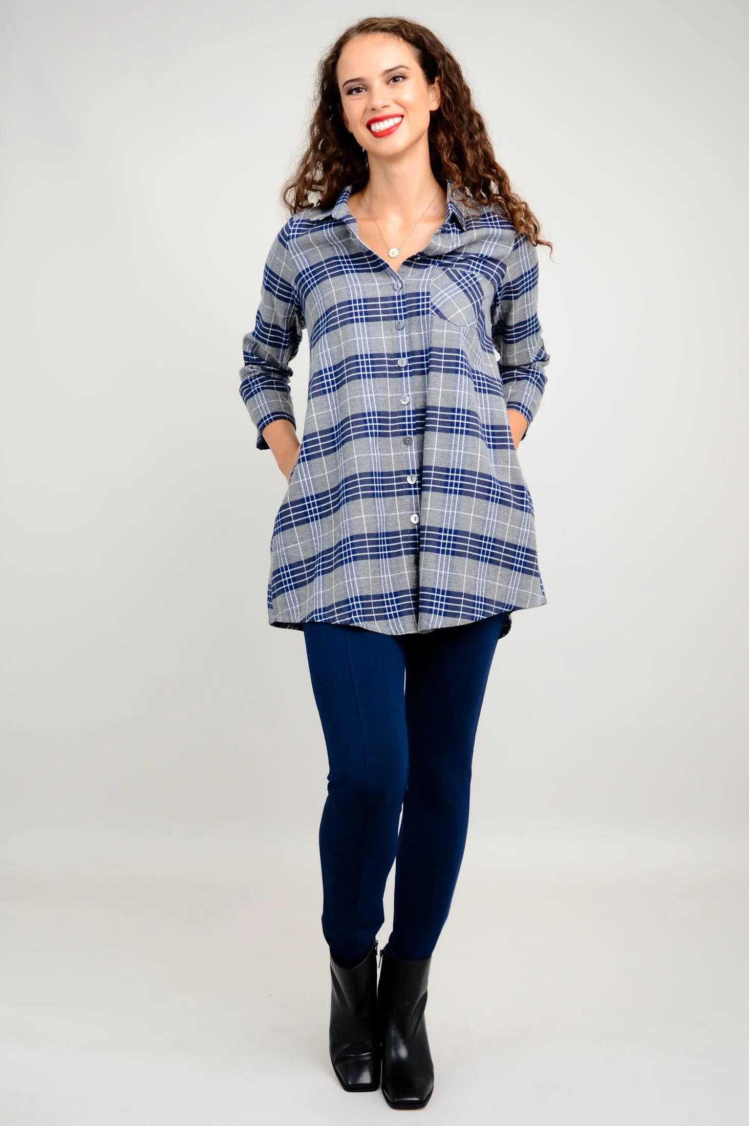 Celine Tunic, Spruce Plaid, Cotton Flannel - Final Sale