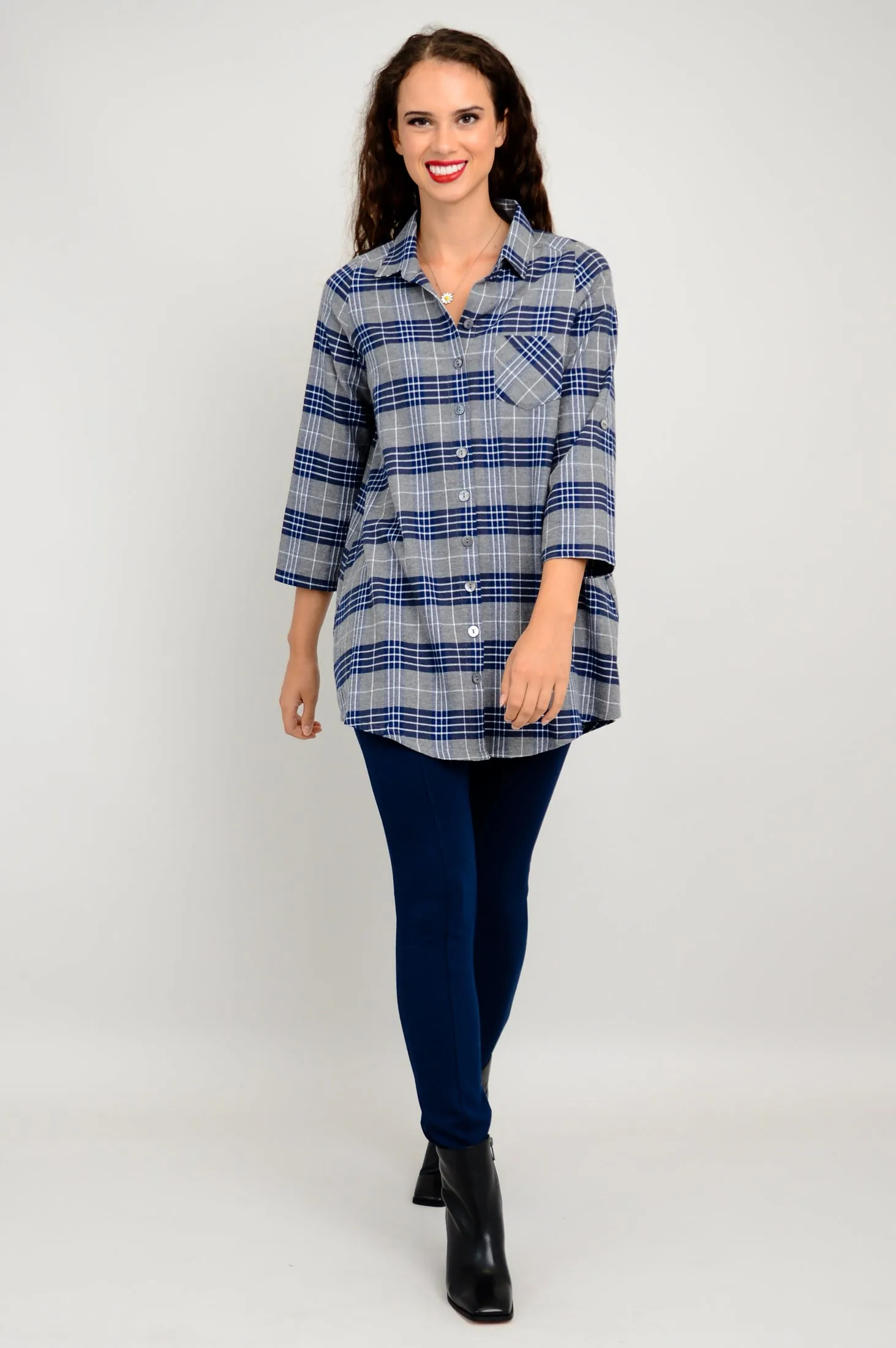 Celine Tunic, Spruce Plaid, Cotton Flannel - Final Sale