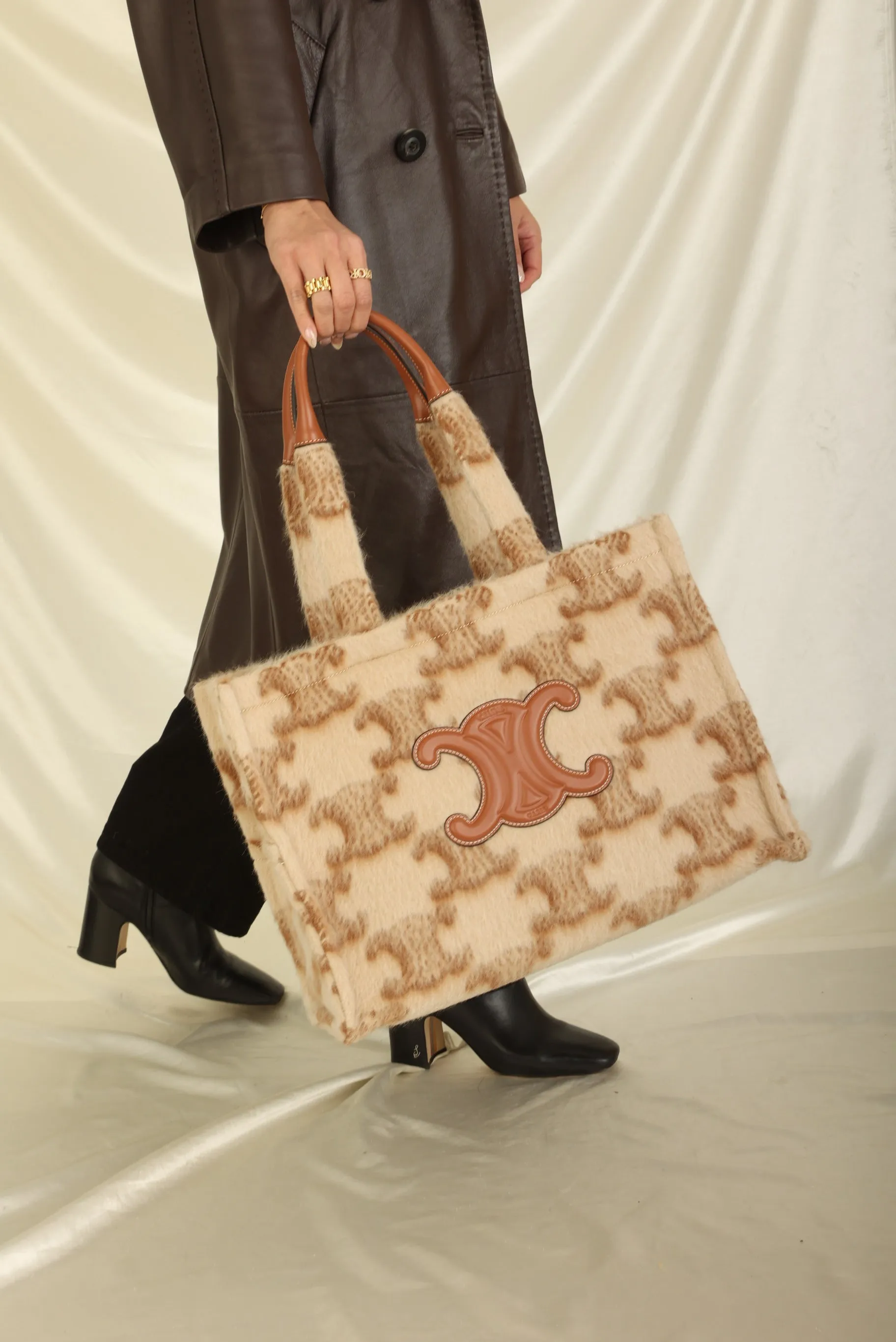 Celine Wool Cabas Thais Triomphe Tote