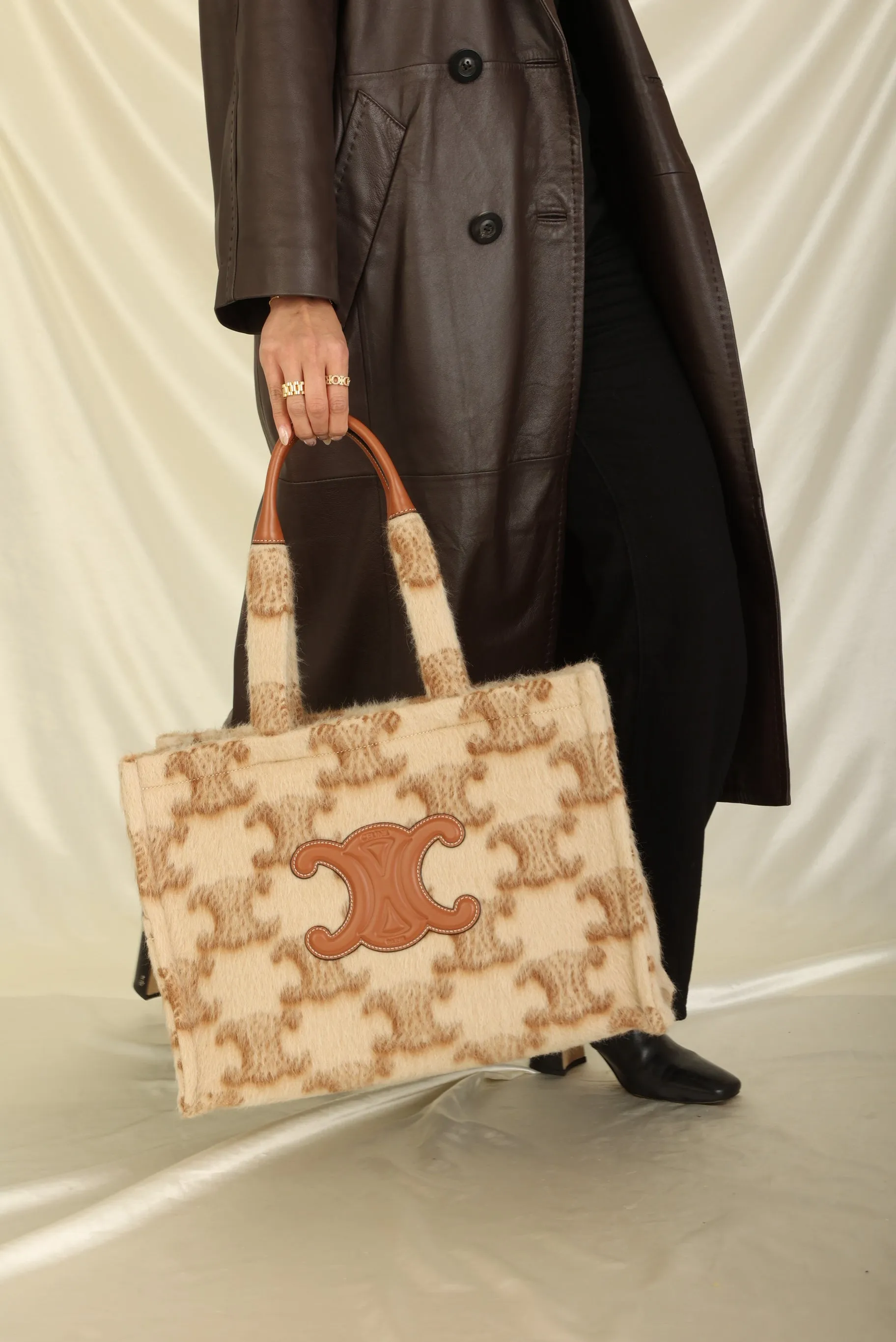 Celine Wool Cabas Thais Triomphe Tote