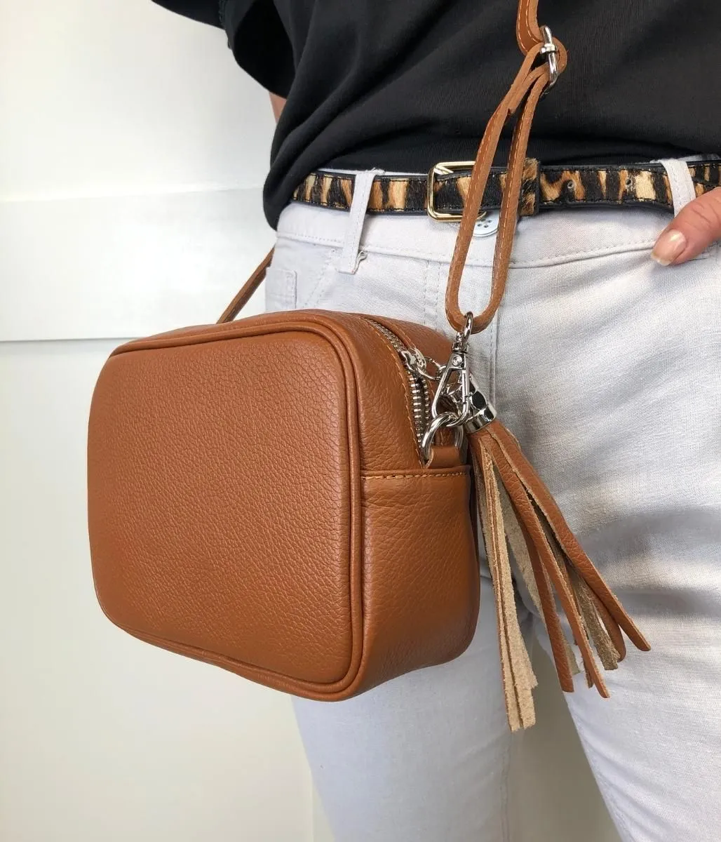 Chestnut Leather Tassel Camera Bag