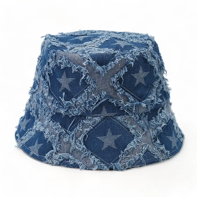 Chokore Distressed Pattern Denim Bucket Hat