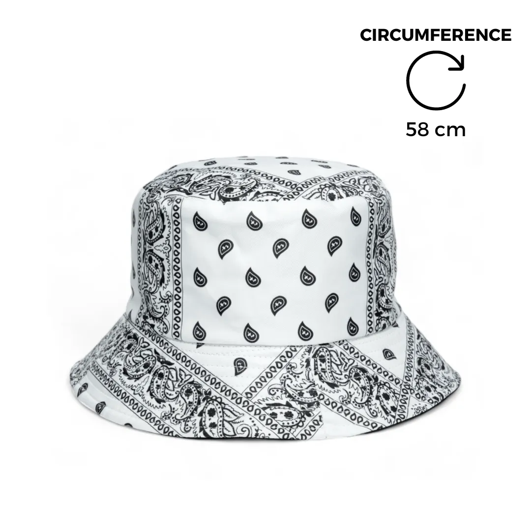 Chokore Paisley Print Reversible Bucket Hat (White)