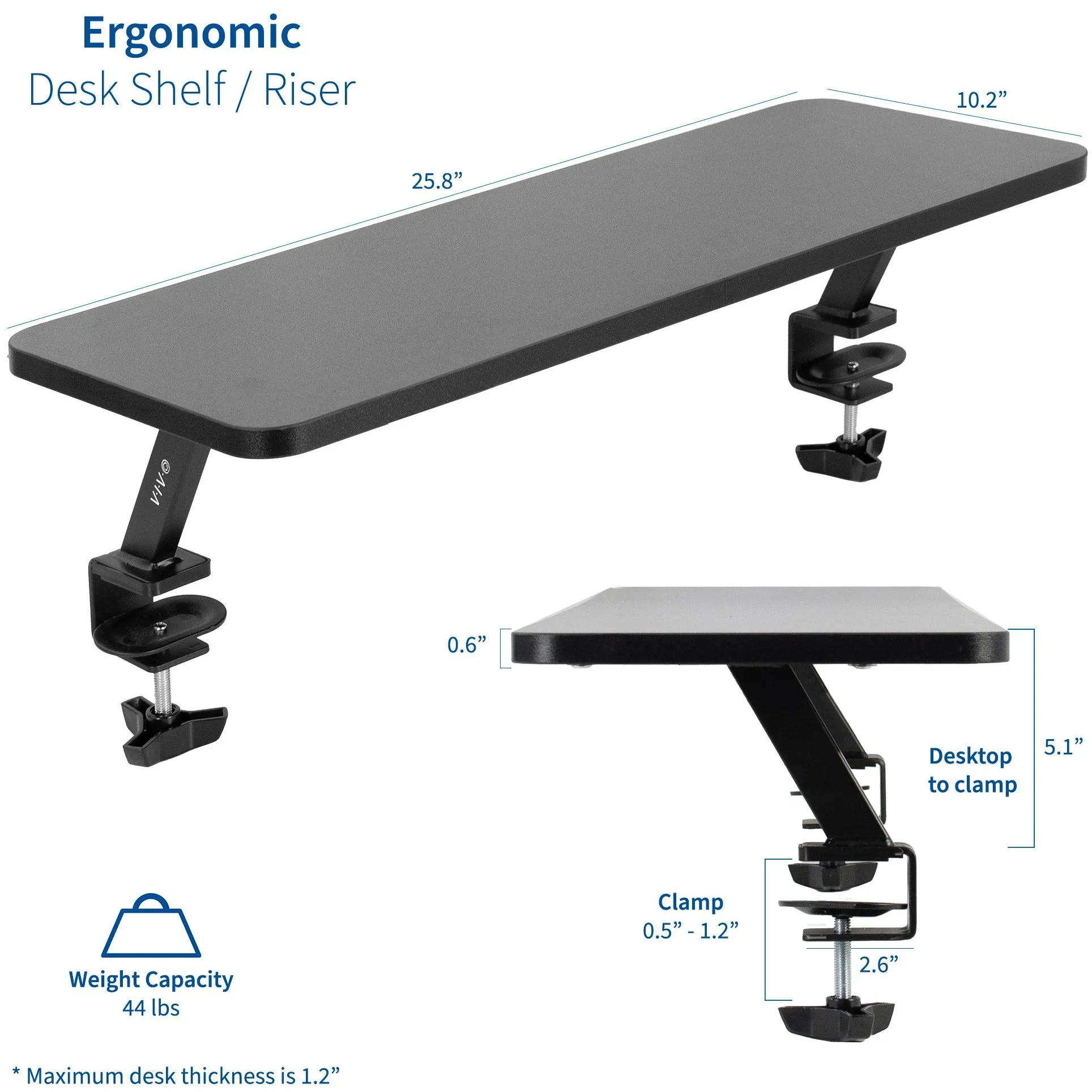 Clamp-on Shelf Monitor Riser