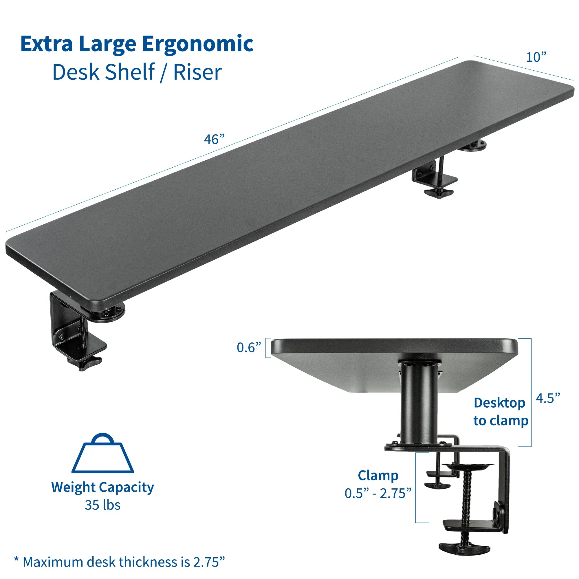 Clamp-on Shelf Monitor Riser