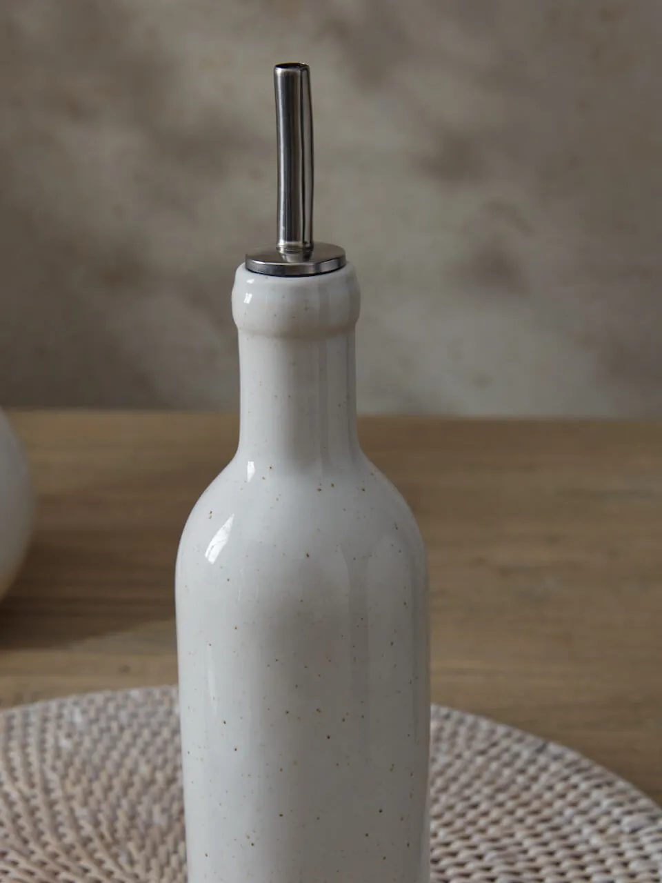 Cream Stoneware Oil Bottle