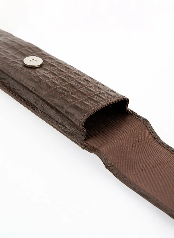 Crocodile Print Leather Pen Case