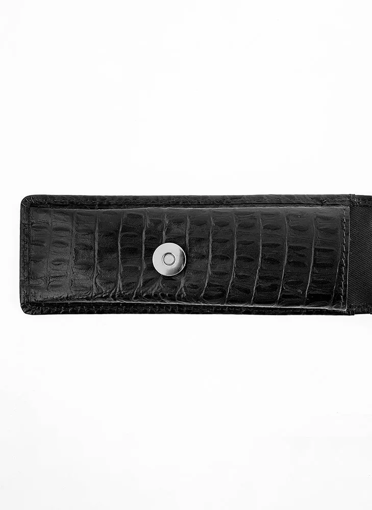 Crocodile Print Leather Pen Case