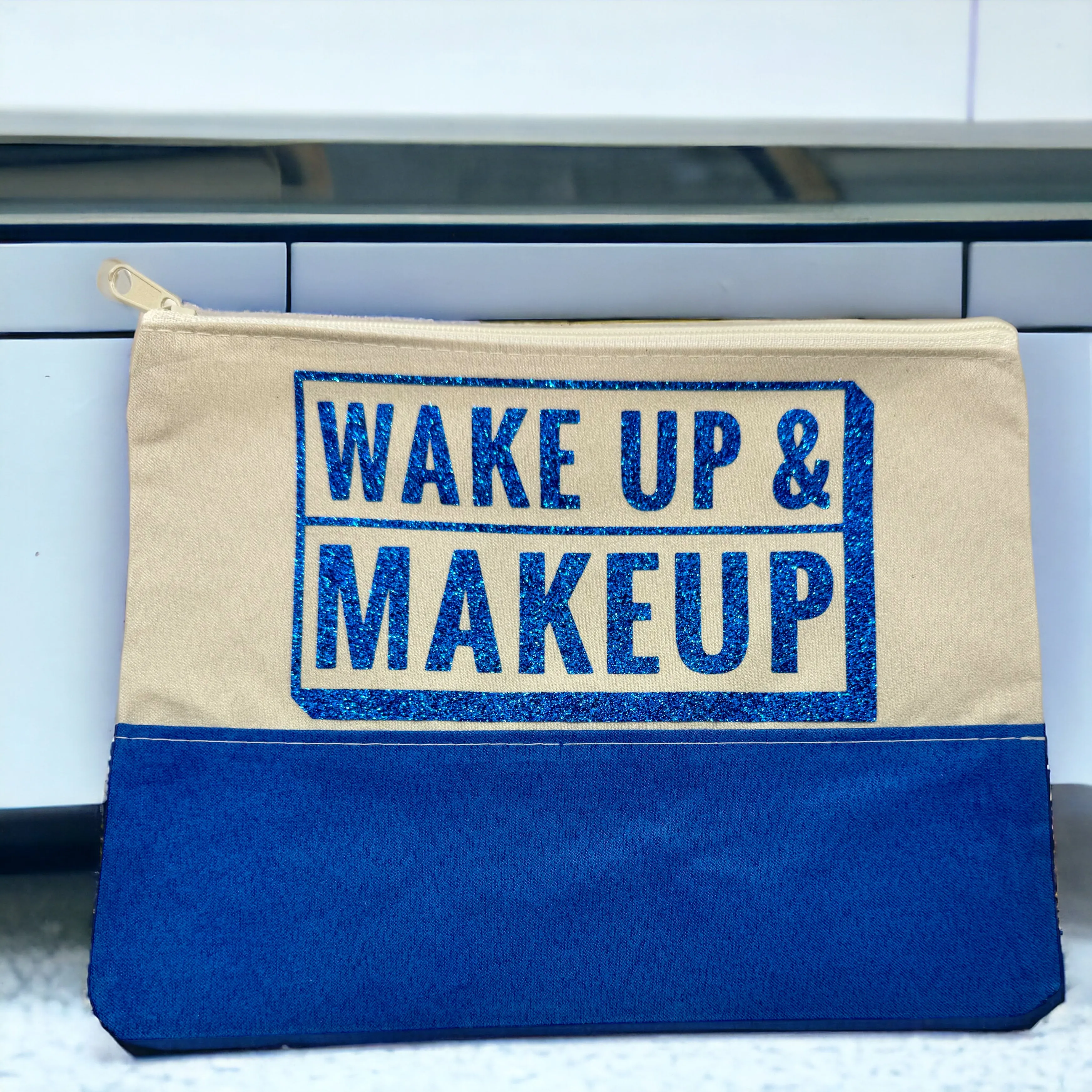 Custom Cosmetic Bag with Unique Sayings - Brand New! “Wake Up & Makeup”