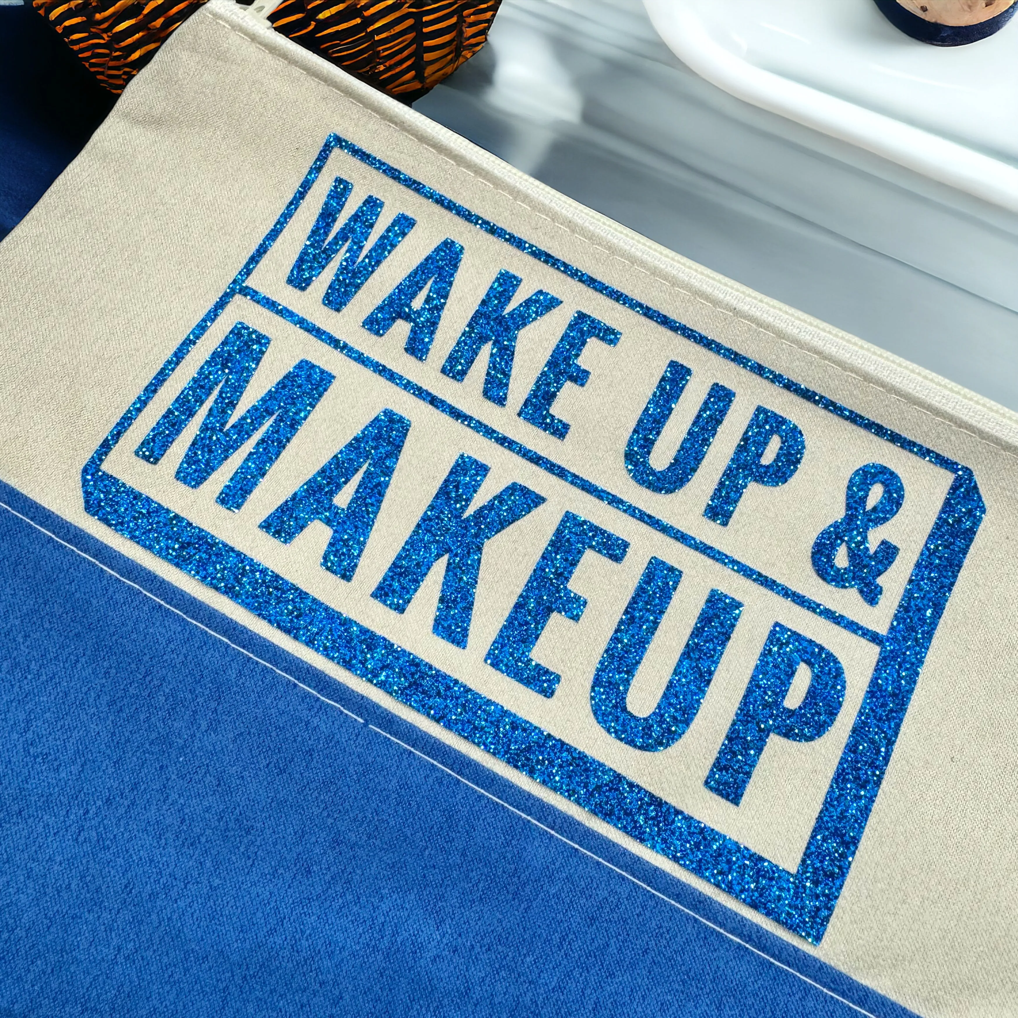 Custom Cosmetic Bag with Unique Sayings - Brand New! “Wake Up & Makeup”