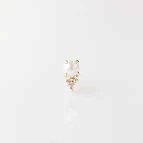 Dainty Pearl & Diamond Stud Earring