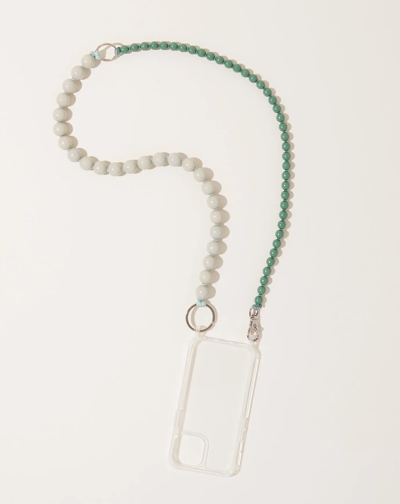 Doppel Handykette iPhone Necklace in Light Grey and Salvia on Salvia