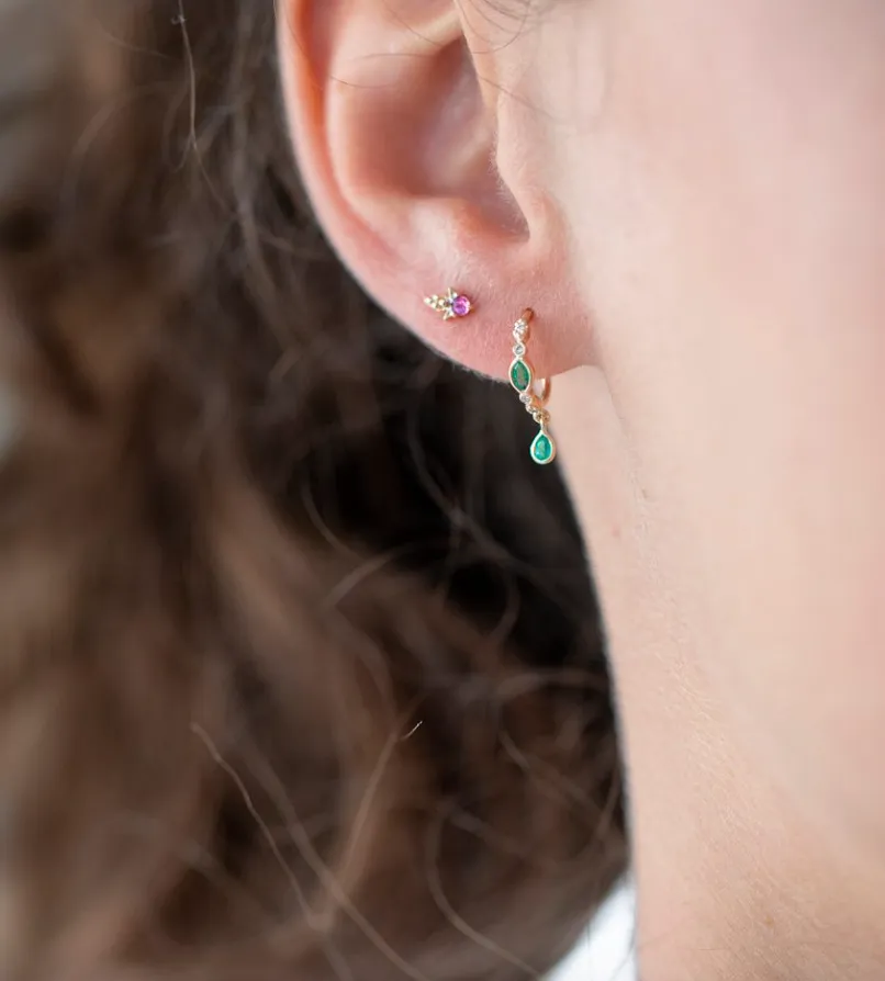 Emerald and Diamond Hoop Earrings