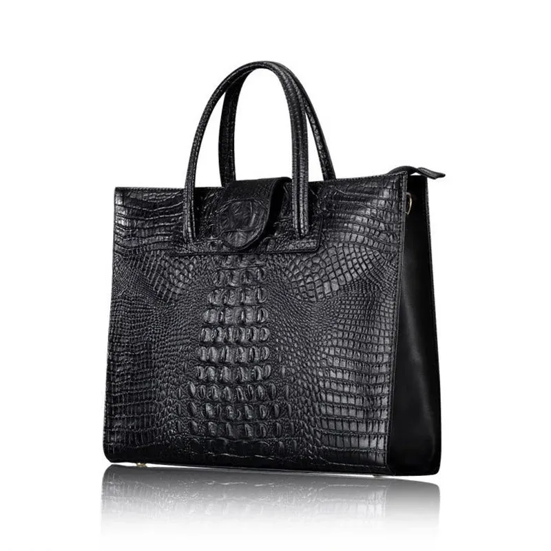 Exquisite Crocodile Pattern Genuine Leather Women's Shoulder Bag - Luxury Fashion for Business and Office, Perfect for Businesswomen and Professionals