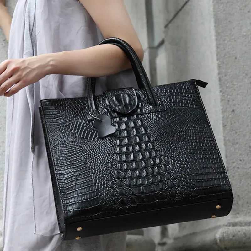 Exquisite Crocodile Pattern Genuine Leather Women's Shoulder Bag - Luxury Fashion for Business and Office, Perfect for Businesswomen and Professionals