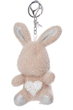 Fuzzy Love Bunny Keychain in Beige