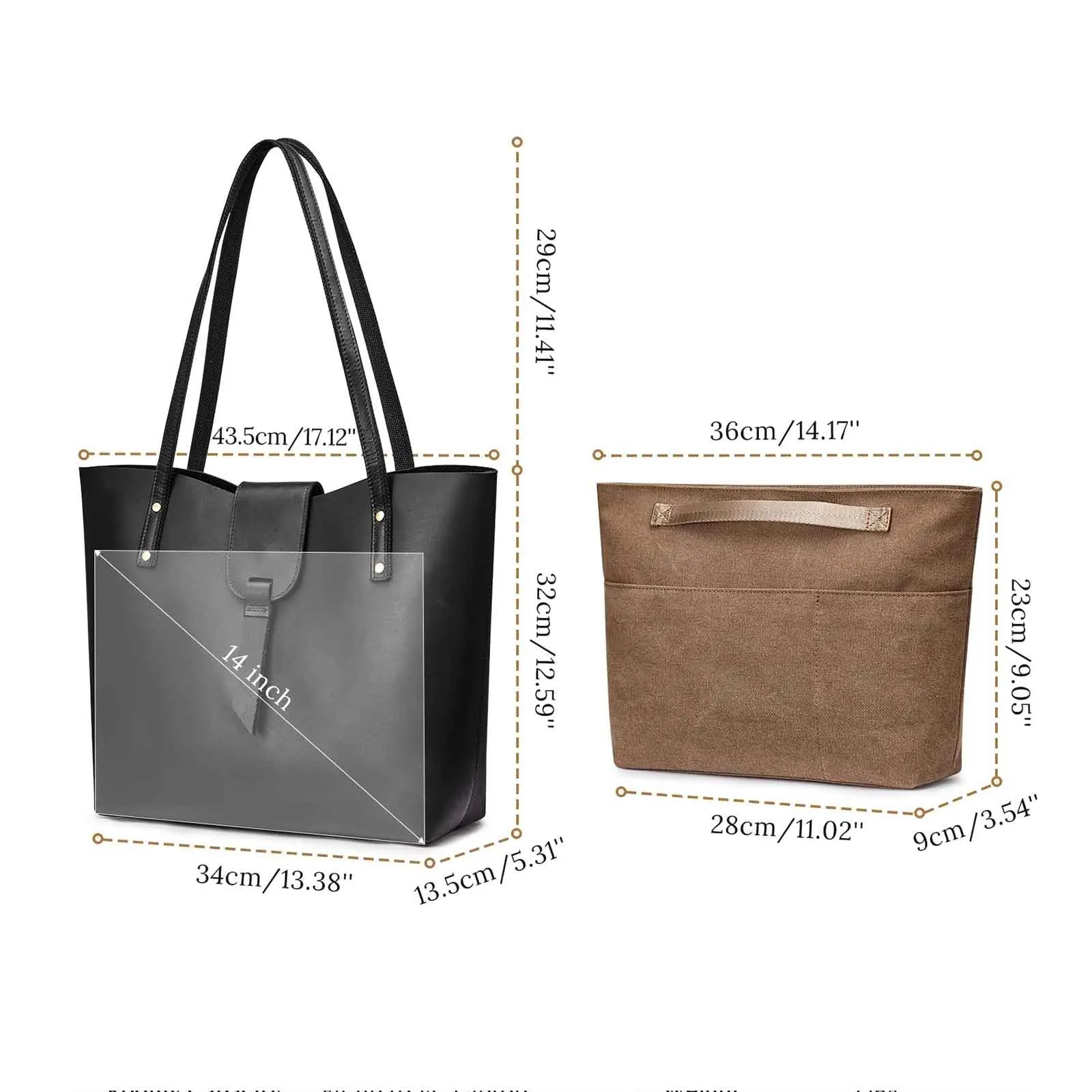 Genuine Leather Tote Purse