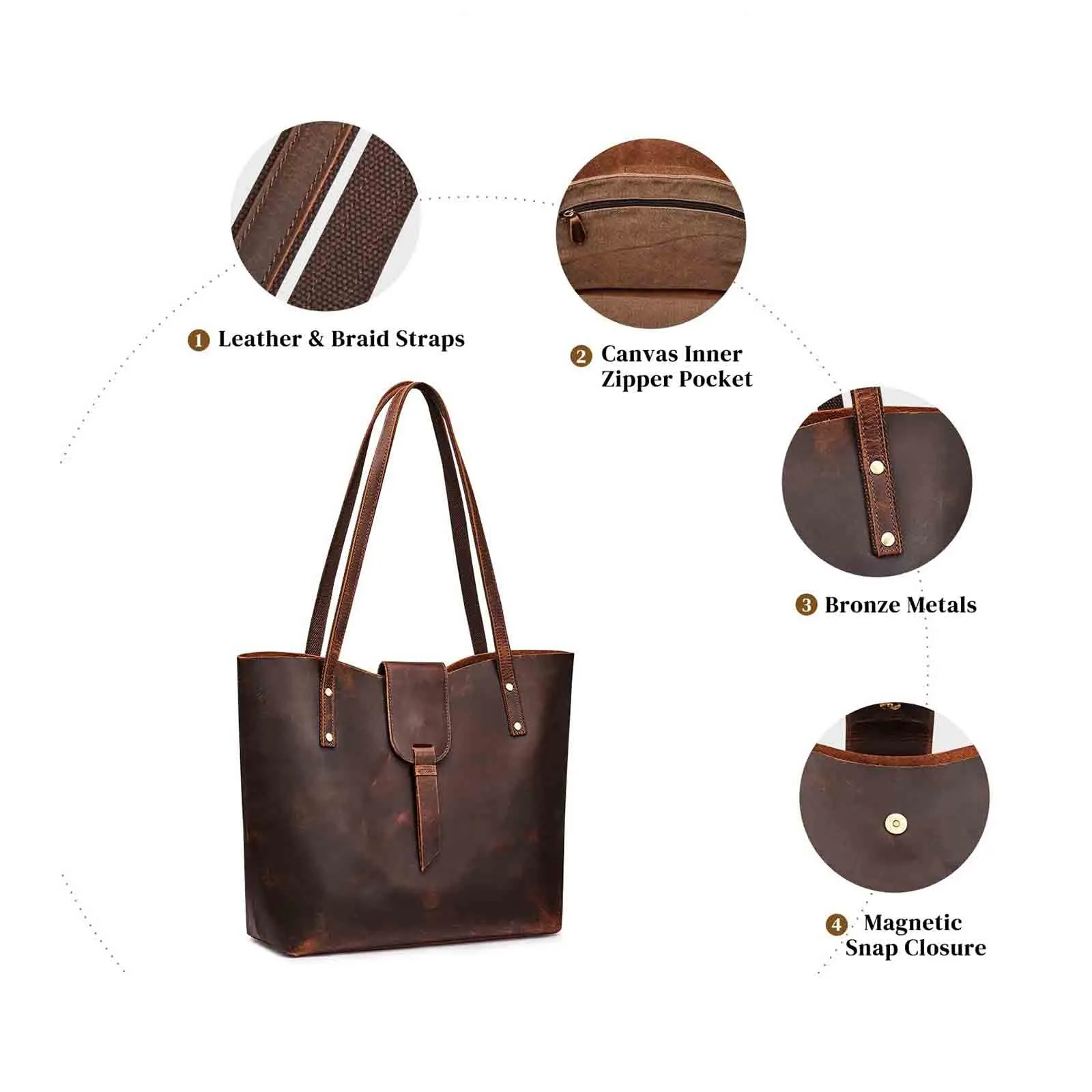 Genuine Leather Tote Purse