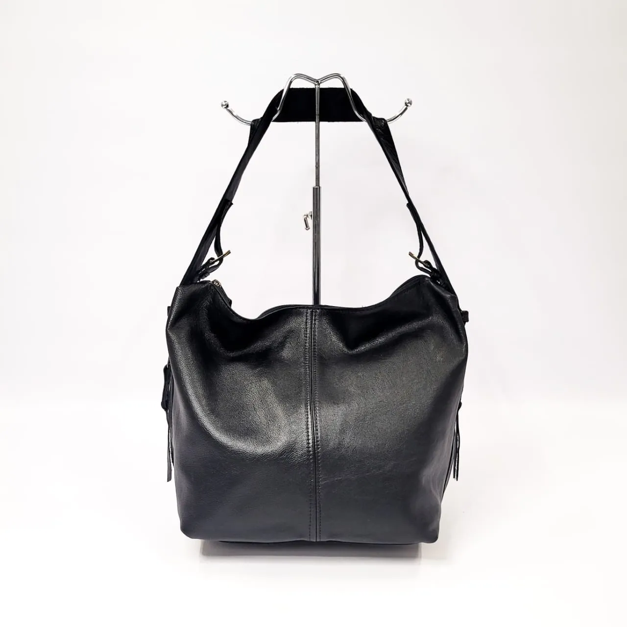 Gia leather black slouchy hobo bag