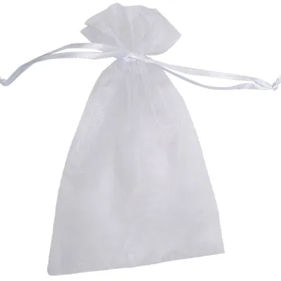 Gift Bag White Organza Rectangle 100x150mm-Pack of 10