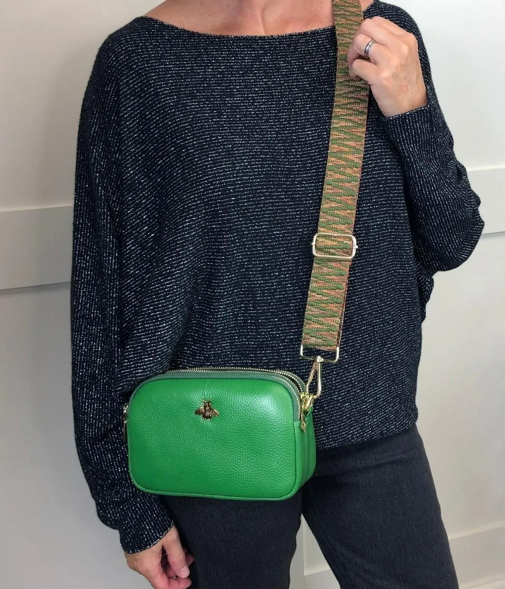 Green Luxury Leather Crossbody Camera Bag