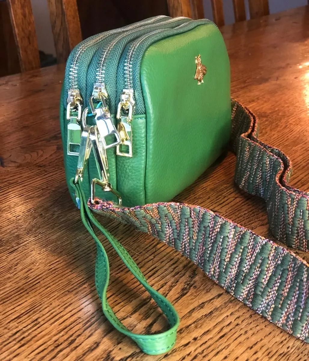 Green Luxury Leather Crossbody Camera Bag