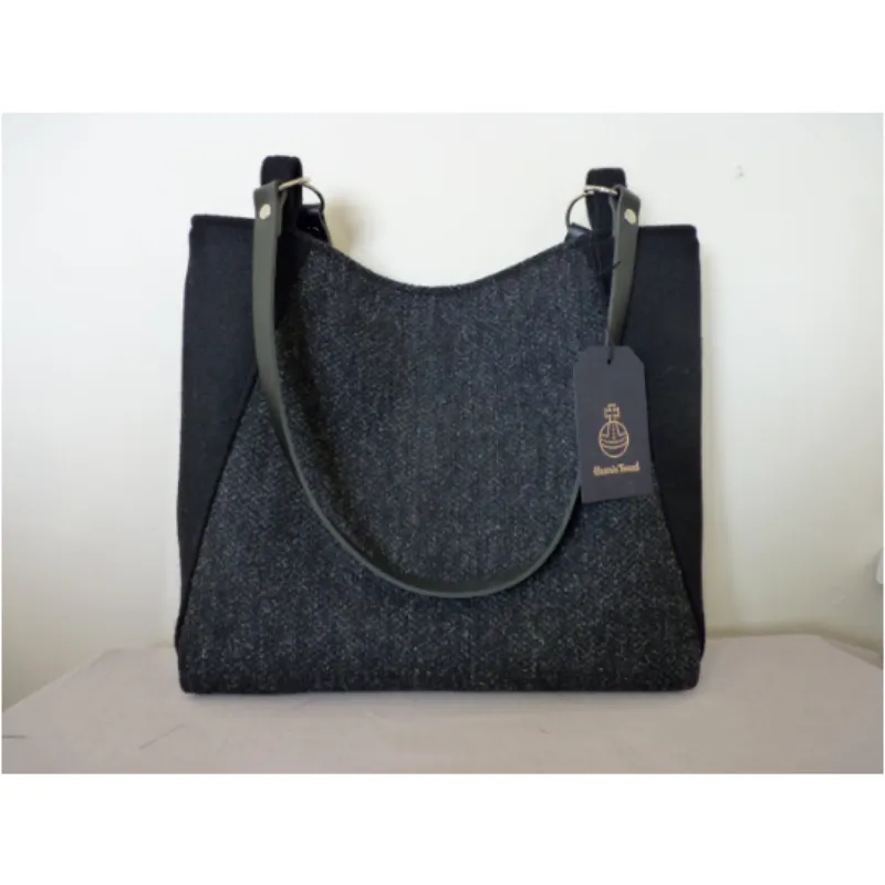 Harris Tweed Bag - Embsay Tote Bag - Charcoal & Black