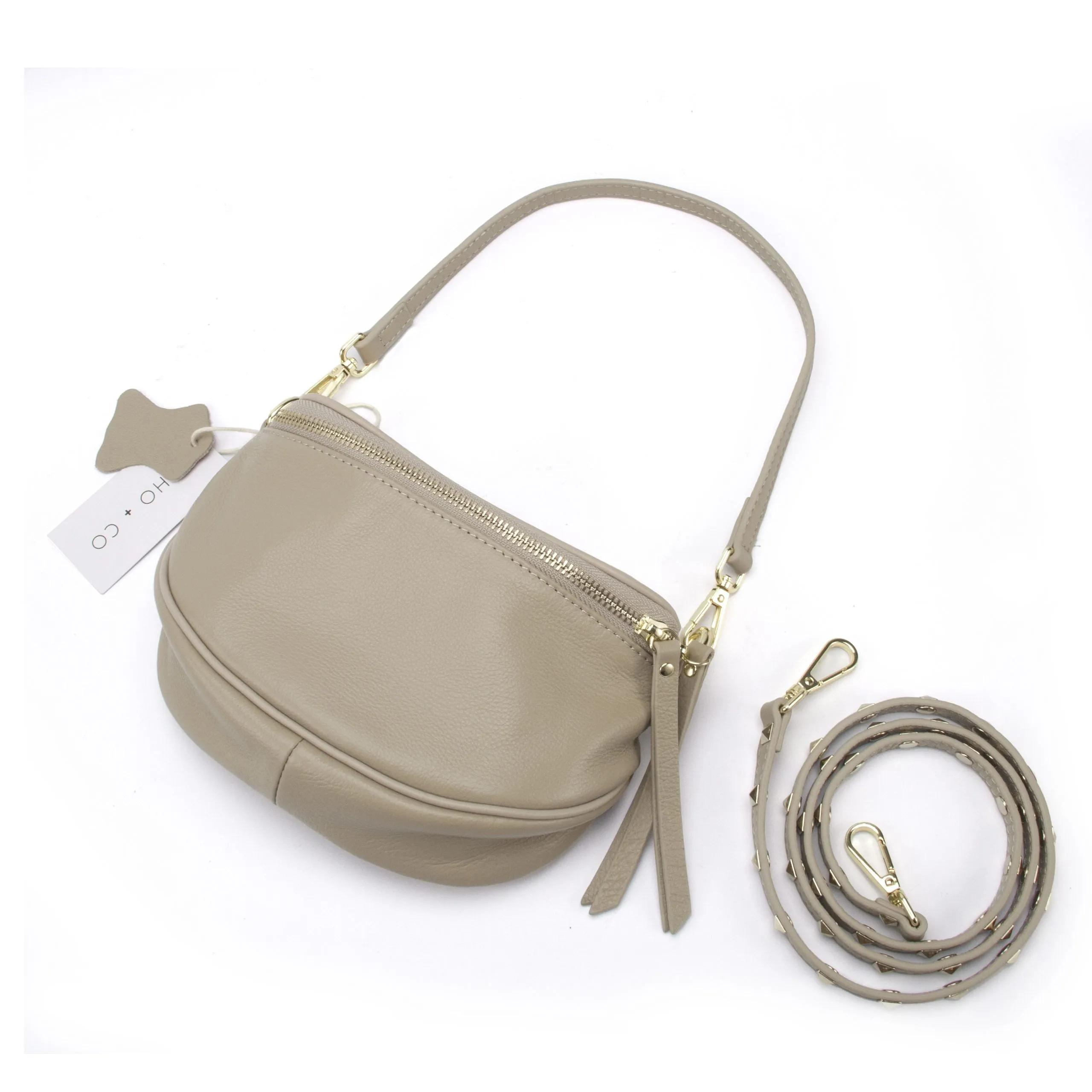 Hi Ho & Co Mini Rocker Bag Taupe/Gold