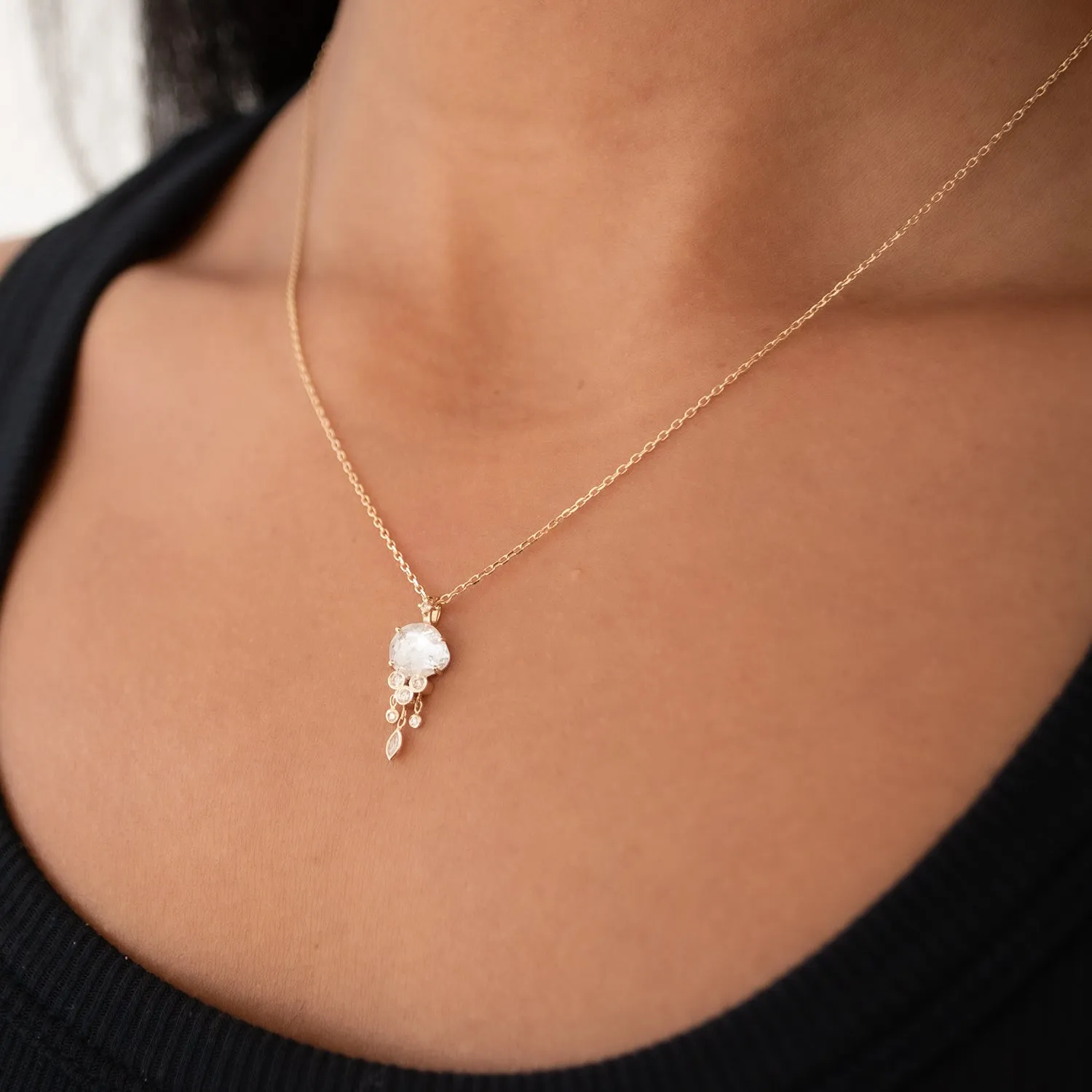 Icy White Diamond Jellyfish Necklace