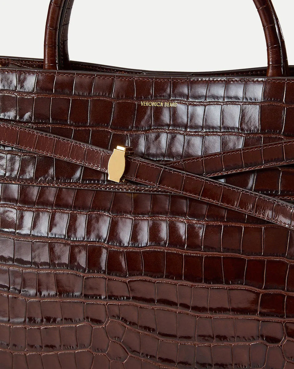 Large Croc-Embossed Veronica Beard Dash Bag